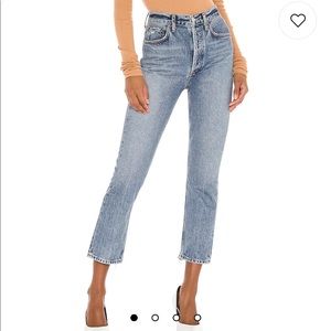 AGOLDE Riley High Rise Straight Crop in Emulsion